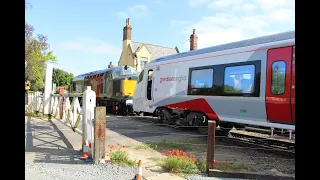 37608 shunts New Greater Anglia Stadler Flirts at on the Mid Norfolk Railway