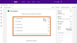 Creating a shipment label using FedEx Ship Manager™ at fedex.com in the Comfortable View