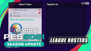 PES 2021 Other European Teams League Rosters