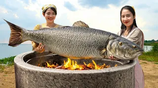 Grilling Giant 25kg Huge Carp In A Clay Oven | Alice Relax Cooking