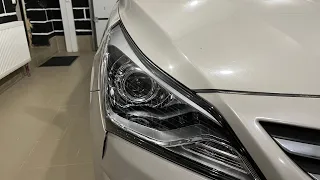 Hyundai Solaris-ремонт фар,тюнинг фар, установка диодных линз Expression