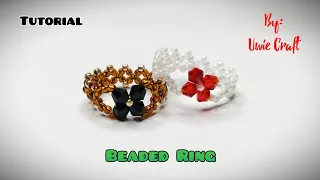 Beading Tutorial: How to Make Seed Beads Bicone Ring//Simple Beaded Ring//Tutorial Cincin Manik