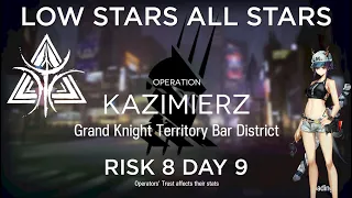 Arknights CC#10 Day 9 Grand Knight Territory Bar District Risk 8 with Challenge Low Rarity Guide