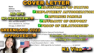 COVER LETTER FOR AOS (ADJUSTMENT OF STATUS) , EAD & ADVANCE PAROLE | GREENCARD APPROVED 2023