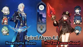 C0 Neuvillette Bloom & C1 Hutao Funerational | Genshin Impact Spiral Abyss 4.1 Floor 12 9 Stars