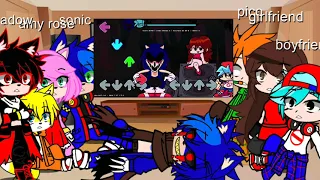 sonic sus amigos y fnf reaccionando a sonic.exe mod 2.0