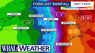 Rain total projections for Tropical Cyclone 16; Tropical Storm Ophelia Rip Currents & Warnings