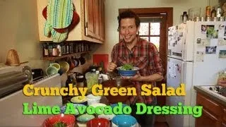 Crunchy Green Salad with Lime Avocado Dressing: Raw Vegan Superfood Recipe