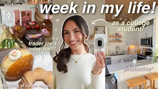 COLLEGE WEEK IN MY LIFE VLOG! 🎀 *productive + realistic* grocery shopping, studying, cleaning, etc!