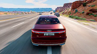 LOSS OF CONTROL and CRAZY CRASHES on Audi A8 - BeamNG.Drive