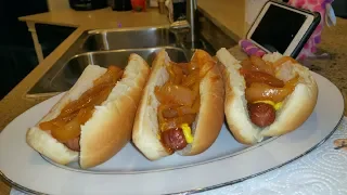 New York Style Onion Sauce Over Sabrett Hot Dogs Recipe