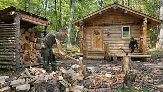 Preparations for winter survival in a off grid log cabin