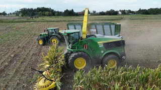 JOHN DEERE 9900i / Maisernte / Abfahrer JOHN DEERE 6215R, CASE PUMA 240 & MASSEY FERGUSON 8470 / 4K