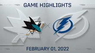 NHL Highlights | Sharks vs. Lightning - Feb. 1, 2022