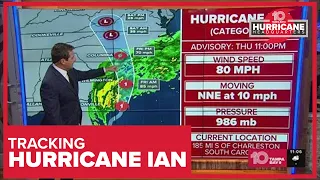 11 p.m. Thursday | Hurricane Ian out of FLorida, headed to South Carolina with 80-mph winds