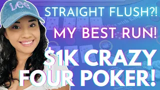 🖤 HOLY MOLY! STRAIGHT FLUSH?! $1K CRAZY FOUR POKER AT GREEN VALLEY RANCH CASINO! MY BEST RUN!