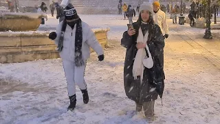 🇬🇷❄ SNOW IN ATHENS GREECE 24th of January 2022, ATHENS CITY WALKING TOUR IN HEAVY SNOW, 4k60fps