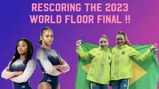 Rescoring the 2023 World Floor Final (D & E score) Simone, Rebeca, Shilese, & Flavia. USA & BRA