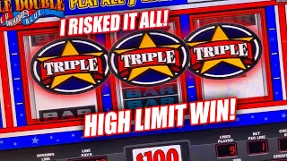 ★  SCREAM-WORTHY JACKPOT WIN ON $100 DENOM RED, WHITE AND BLUE SLOT MACHINE ★