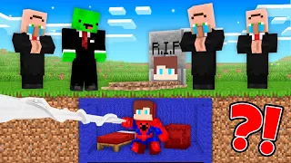 JJ Spiderman Built a HOUSE inside the GRAVE in Minecraft - Maizen