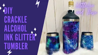 DIY Crackle Alcohol Ink Glitter Tumbler