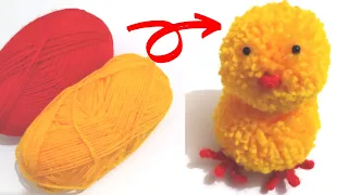 PONPONDAN CİVCİV NASIL YAPILIR 🐥 KOLAY CİVCİV YAPIMI 🐥 EASY POM POM CHİCKEN MAKİNG | DIY