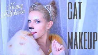 Женщина Кошка Макияж Прическа на Хэллоуин Cat Makeup