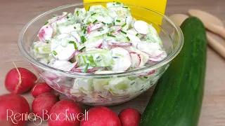 Schnell & peppig, Salat mit Gurke und Radieschen 🥗