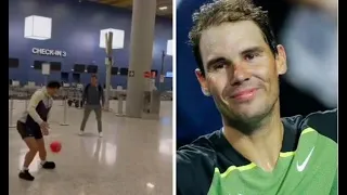 Rafael Nadal filmed at 2am playing football with Casper Ruud in airport a.f.t.e.r exhibition