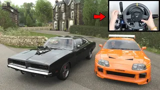 Forza Horizon 4 Dom's Dodge Charger vs Paul Walker Toyota Supra (Steering Wheel + Shifter) Gameplay