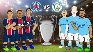 🛢️PSG vs Man City: Cartoon Highlights!🛢️ (De Bruyne Mahrez Goals Champions League Semi-Final)