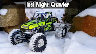 Losi Night Crawler SE first run back yard crawler course in the snow