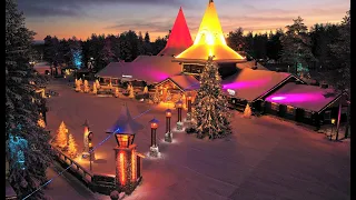 Santa Claus Village in Rovaniemi Lapland by air - home of Father Christmas on Arctic Circle Finland