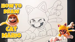 HOW TO DRAW CAT MARIO | The Suoer Mario Bros Movie | Step-by-Step Tutorial #drawing