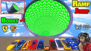 Powerful Super Cars🚀Vs Indian Cars💪 Vs High Speed Tunnel⚠️Ramp GTA 5