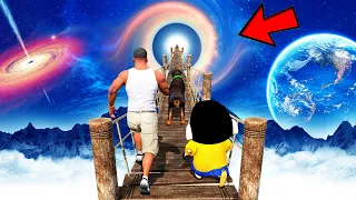 SHINCHAN AND FRANKLIN TRIED THE IMPOSSIBLE SPACE BLACKHOLE HUMAN PARKOUR PRIZE CHALLENGE GTA 5