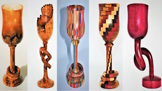 Woodturning a Quintet of Goblets - Which is your favorite ? No Mid Roll Ads