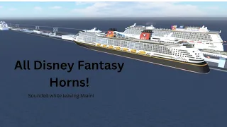 All Disney Fantasy horns sounded while leaving Miami! | Roblox Cruise Line Simulator: A New Era