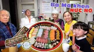 Chiêu đãi ba má mâm bánh tét dưa hành & sushi khổng lồ phủ trứng cá tầm #1116