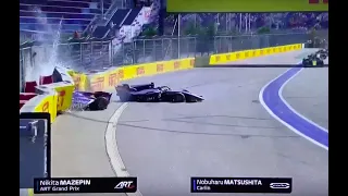 Big Crash in Russian Sochi F2 Nobuharu Macušita a Nikita Mazepin