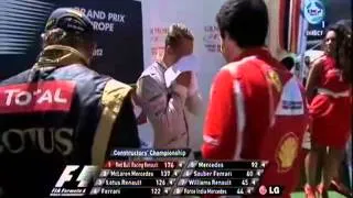 F1 2012 European GP Podium Ceremony (garbage F.Alonso 1st) [J. Button is the best]