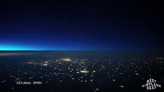 4K AMAZING Airplane and Satellite views on a timelapse night flight LIS-BRU