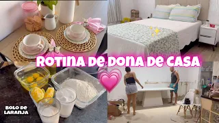 FAXINA COMPLETA NA CASA 🏡RECEITA DE BOLO DE 🍊 ROTINA DE DONA CASA DECOREI O LAR 💖OBRA DA COZINHA