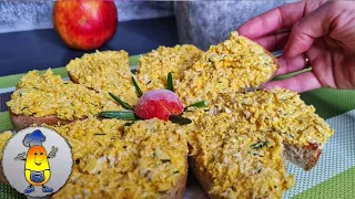 ЕВРЕЙСКАЯ ЗАКУСКА из плавленного сыра с чесноком и яйцом на гренках. Вкусная бутербродная намазка