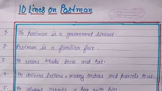 10 lines on postman || write ten lines on Postman in english || Essay on postman