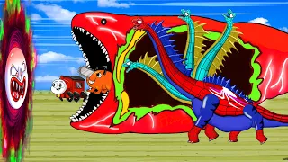 GODZILLA vs. GIGAN REX Evolution Of Dinosaurs: Rainbow BRACHIOSAURUS Rescue Bloop Pregnant Animation