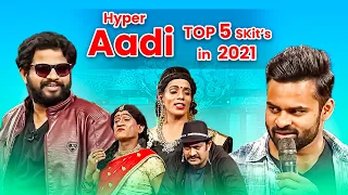 Hyper Aadi Top 5  Skits in 2021 | Jabardasth | 5th October 2023 | Hyper Aadi, Naga Babu, Roja