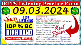 IELTS LISTENING PRACTICE TEST 2024 WITH ANSWERS | 09.03.2024