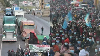 Guatemaltecos bloquean carretera para pedir renuncia del presidente | AFP