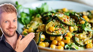 Quick zucchini chickpea pan under 5 €